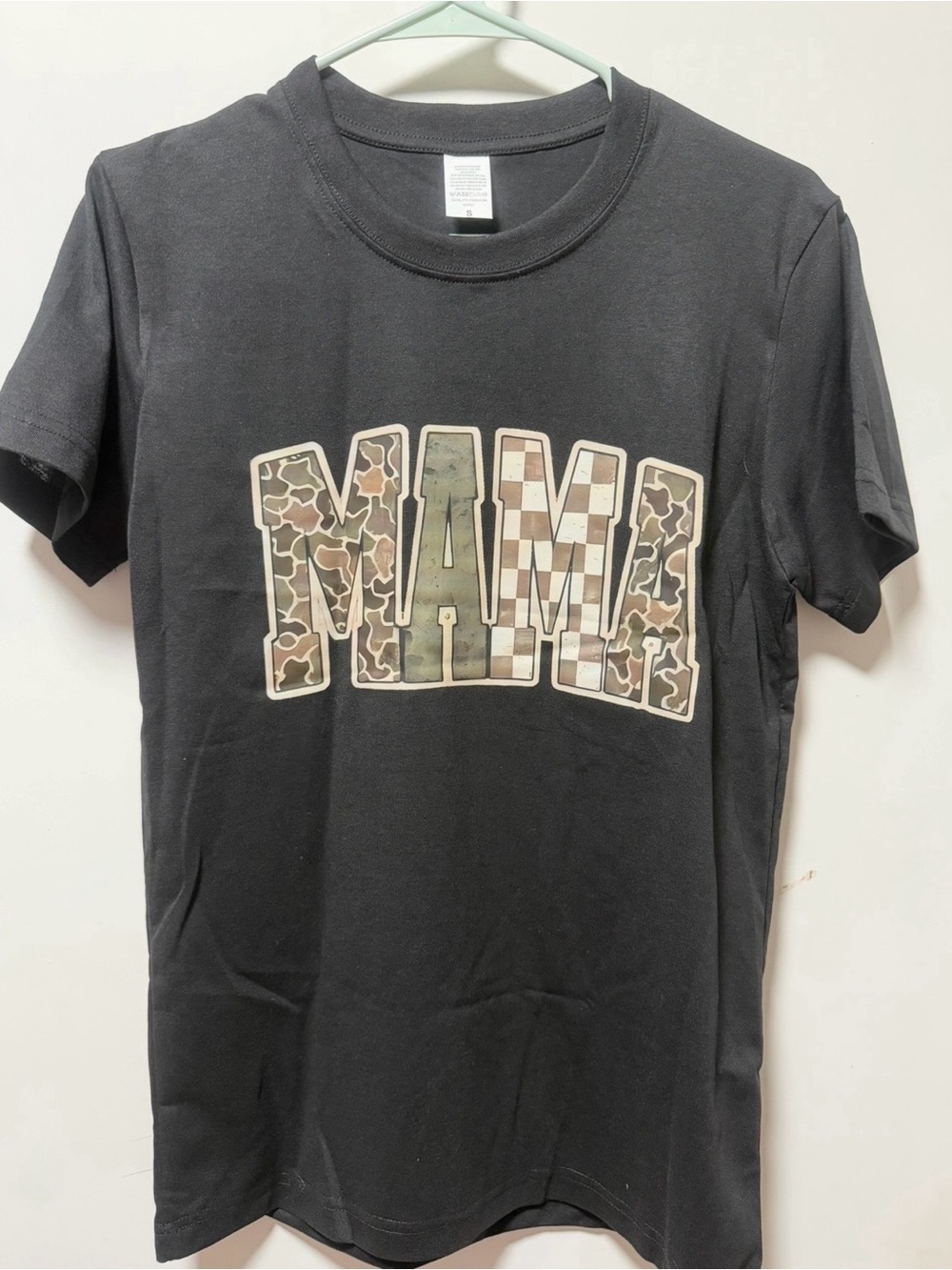 Mama Camo Letters Black T-Shirt